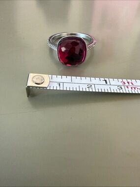 Swarovski Silver Ring with Deep Fuchsia Cushion Stone